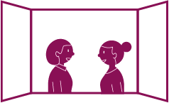 Illustration of two people standing in a window.